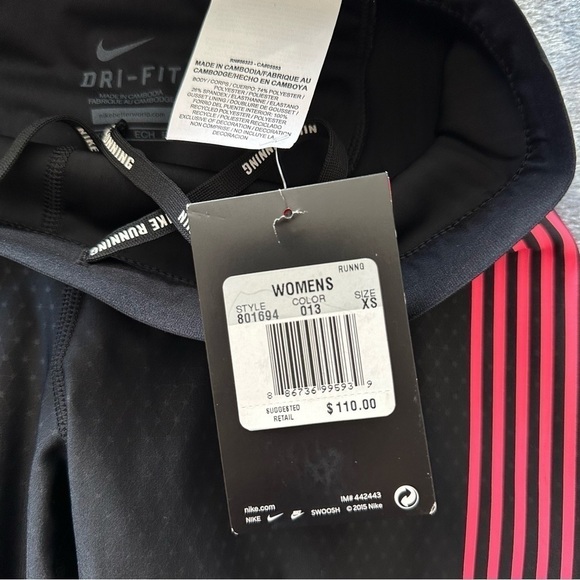 NWT Nike POWER SPEED Running Capris 801694-013 Black PINK - Picture 6 of 14